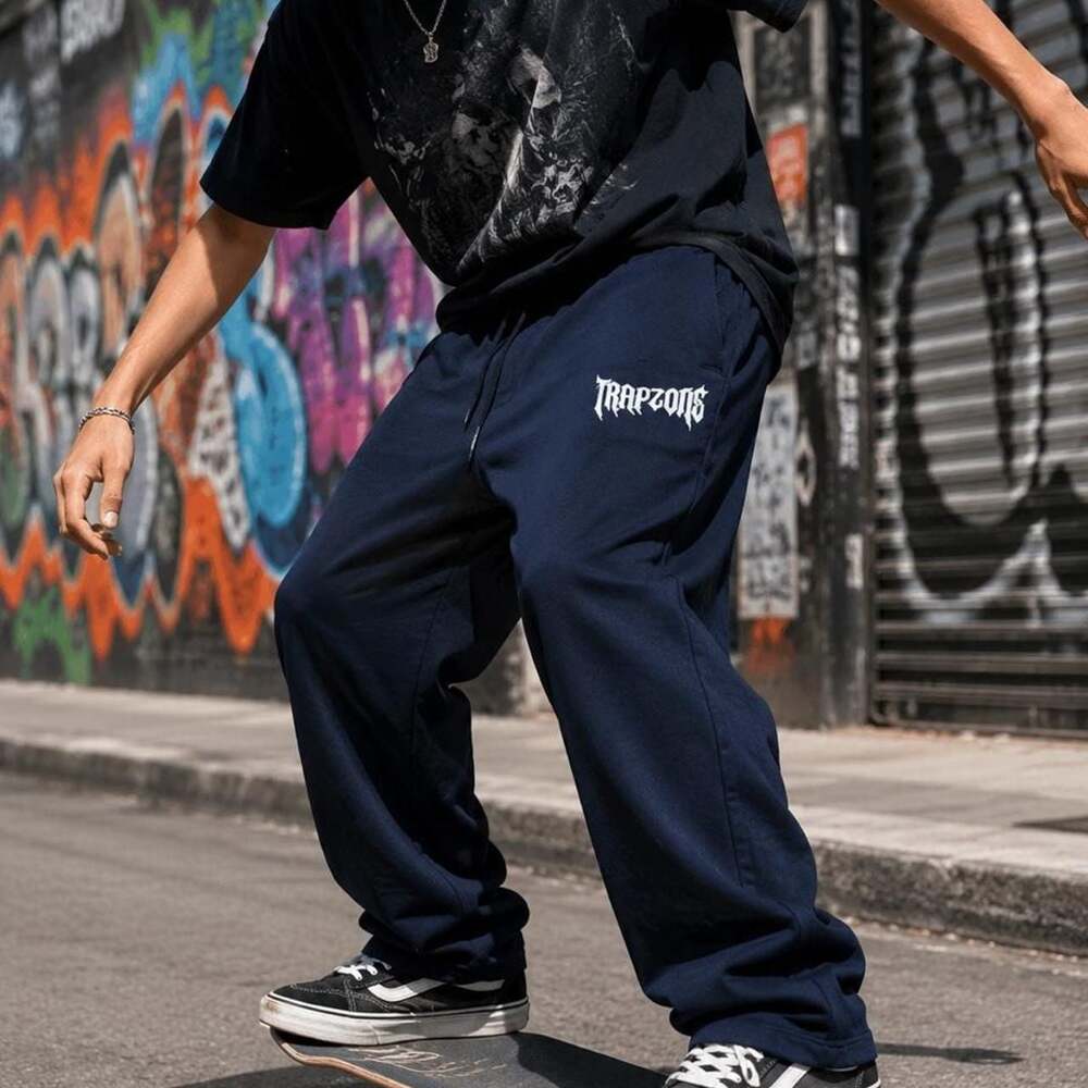 Trapzone Y2K Embroidered Logo Dri-Fit Sweatpants Navy Size Small